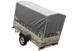 Grande remorque 230×125 avec bâche haute grise, ridelles grillagées et roue jockey – Garden Trailer 230 KIPP – Image 3