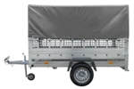 Grande remorque 230×125 avec bâche haute grise, ridelles grillagées et roue jockey – Garden Trailer 230 KIPP – Image 4