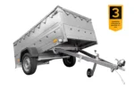Grande remorque 230×125 avec bâche plate grise, rehausses de ridelles et roue jockey – Garden Trailer 230 KIPP – Image 3