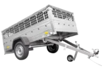 Grande remorque 230×125 avec bâche plate, ridelles grillagées, roue jockey et tiges de support bâche – Garden Trailer 230 KIPP
