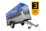 Remorque de jardin 264 KIPP avec roue jockey, glissières grillagées, châssis H-800 et couvercle bleu – Image 2
