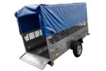 Remorque de jardin 264 KIPP avec roue jockey, glissières grillagées, châssis H-800 et couvercle bleu – Image 7