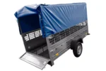 REMORQUE DE JARDIN 264 KIPP AVEC ROUE JOINTE, GLISSIÈRES GRILLÉES, CHÂSSIS H-800 ET COUVERCLE BLEU – Image 7