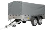 REMORQUE DOUBLE ESSIEUX UNITRAILER 264/2 KIPP AVEC ROUE JOCKEY, ARCEAU ET bâche GRISE