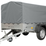 Remorque double essieux UNITRAILER 264/2 KIPP avec bâche grise et roue jockey