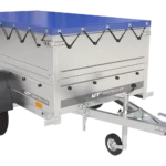 Remorque Garden Trailer 200 Kipp avec roue jockey, rehausses, châssis H-0 et bâche bleue