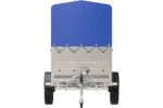 Remorque Garden Trailer 200 Kipp avec roue jockey, rehausses supplémentaire, arceau H-800 et bâche bleue – Image 4