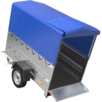 Remorque Garden Trailer 200 Kipp avec roue jockey, rehausses supplémentaire, arceau H-800 et bâche bleue
