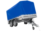 Remorque à deux essieux 264×150 UNITRAILER GARDEN 265/2 KIPP avec châssis H-1100 et bâche bleue