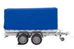 Remorque à deux essieux 264×150 UNITRAILER GARDEN 265/2 KIPP avec châssis H-1100 et bâche bleue – Image 6
