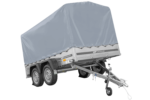 Remorque double essieux 264×150 UNITRAILER GARDEN 265/2 KIPP avec châssis H-1100 et bâche grise