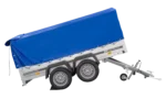 Remorque à deux essieux 264×150 UNITRAILER GARDEN 265/2 KIPP avec châssis H-800 et bâche bleue – Image 4