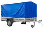 Remorque à essieu 264×150 UNITRAILER GARDEN 265 KIPP avec arceau H-1100 et bâche bleue – Image 6