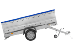 Remorque simple essieu 264×150 UNITRAILER GARDEN 265 KIPP avec ridelles BIS, châssis H-0 et bâche bleue – Image 3
