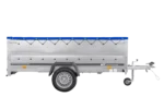 Remorque à essieu simple 264×150 UNITRAILER GARDEN 265 KIPP avec ridelles BIS, châssis H-0 et bâche bleue – Image 6