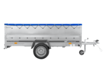 Remorque simple essieu 264×150 UNITRAILER GARDEN 265 KIPP avec ridelles BIS, châssis H-0 et bâche bleue – Image 6