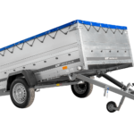 Remorque simple essieu 264×150 UNITRAILER GARDEN 265 KIPP avec ridelles BIS, châssis H-0 et bâche bleue