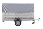 Remorque à essieu simple 264×150 UNITRAILER GARDEN 265 KIPP avec ridelles supplémentaires, arceau H-800 et bâche grise – Image 7