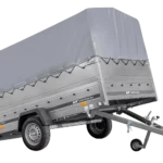Remorque à essieu simple 264×150 UNITRAILER GARDEN 265 KIPP avec ridelles supplémentaires, arceau H-800 et bâche grise