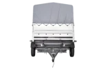 Remorque à essieu simple 264×150 UNITRAILER GARDEN 265 KIPP avec ridelles supplémentaires, arceau H-800 et bâche grise – Image 4