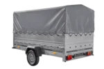 Remorque à essieu simple 264×150 UNITRAILER GARDEN 265 KIPP avec ridelles supplémentaires, arceau H-800 et bâche grise – Image 5