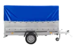Remorque à un essieu 264×150 UNITRAILER GARDEN 265 KIPP avec ridelles BIS, arceau H-800 et bâche bleue – Image 6