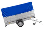 Remorque à un essieu 264×150 UNITRAILER GARDEN 265 KIPP avec ridelles BIS, arceau H-800 et bâche bleue – Image 7