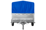 Remorque 1 essieu 264×150 UNITRAILER GARDEN 265 KIPP avec ridelles BIS et bâche bleue – Image 2