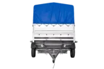 Remorque à un essieu 264×150 UNITRAILER GARDEN 265 KIPP avec ridelles BIS, arceau H-800 et bâche bleue – Image 4