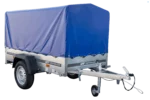 Remorque bagagère Garden Trailer 200 KIPP 200 x 106 cm avec bâche haute bleue, arceau et roue jockey