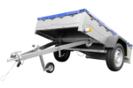 Remorque galvanisée 200×125 Garden Trailer 201 KIPP avec bâche bleue et roue jockey