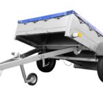 Remorque galvanisée 200×125 Garden Trailer 201 KIPP avec bâche bleue et roue jockey