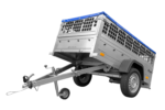 Remorque grillagée 200×106 Garden Trailer 200 KIPP avec bâche bleue, tiges de support et roue jockey