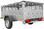 Remorque grillagée 200×125 avec bâche plate grise, tiges de support bâche, ridelles grillagées et roue jockey – Garden Trailer 201 KIPP – Image 7