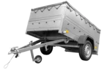 Remorque neuve 200×125 avec bâche plate, rehausses de ridelles et roue jockey – Garden Trailer 201 KIPP