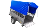 Remorque neuve à vendre Garden Trailer 201 KIPP 500 kg 200×125 cm [avec bâche haute bleue, arceau, ridelles grillagées et roue jockey] – Image 3