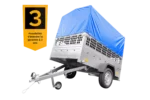 Remorque neuve à vendre Garden Trailer 201 KIPP 500 kg 200×125 cm [avec bâche haute bleue, arceau, ridelles grillagées et roue jockey] – Image 7