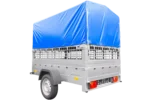 Remorque neuve à vendre Garden Trailer 201 KIPP 500 kg 200×125 cm [avec bâche haute bleue, arceau, ridelles grillagées et roue jockey] – Image 2