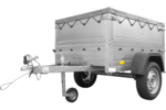 Petite remorque basculante Garden Trailer 150 KIPP avec rehausses et bâche grise – Image 3