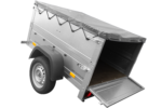 Petite remorque basculante Garden Trailer 150 KIPP avec rehausses et bâche grise – Image 6