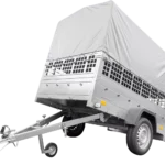 Remorque pour permis B Garden Trailer 201 KIPP 500 kg 200 x 125 cm [avec rehausses grillagées, bâche haute, arceau et roue jockey]