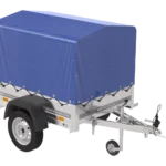 Remorque pour voiture 150×106 bâche bleue + arceau, PTAC 500 kg Garden Trailer 150 KIPP [avec roue jockey]