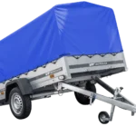 Remorque routière avec bâche haute bleue, arceau H-800 et roue jockey 230×125 Garden Trailer 230 KIPP