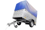 Remorque simple essieu 200×125 avec bâche haute, arceau, rehausses de ridelles et roue jockey – Garden Trailer 201 KIPP