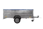 Remorque simple essieu Unitrailer GARDEN TRAILER 264 KIPP avec rehausses de ridelles et bâche plate bleue – Image 4