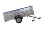 Remorque simple essieu Unitrailer GARDEN TRAILER 264 KIPP avec rehausses de ridelles et bâche plate bleue – Image 5
