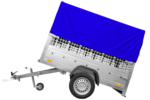 Remorque tôle non freinée Garden Trailer 200 KIPP 200×106 cm avec rehausses grillagées, bâche haute et arceau