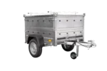 Remorque un essieu 150×106 UNITRAILER GARDEN 150 KIPP avec côtés, ridelles supplementaires et capot en aluminium