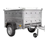 Remorque un essieu 150×106 UNITRAILER GARDEN 150 KIPP avec côtés, ridelles supplementaires et capot en aluminium