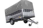Remorque voiture 264×150 UNITRAILER GARDEN 265 KIPP avec ridelles grillagées, arceau H-800 et bâche grise